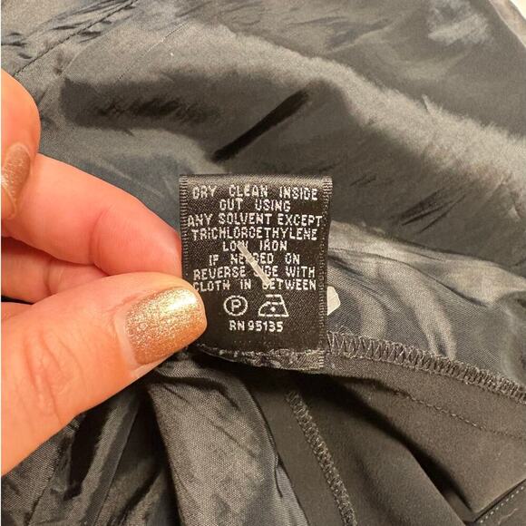 Lafayette 148 Petite Black Pleated Ruffle Crossed Shoulder Sleeveless Dress - 4P - Picture 9 of 10